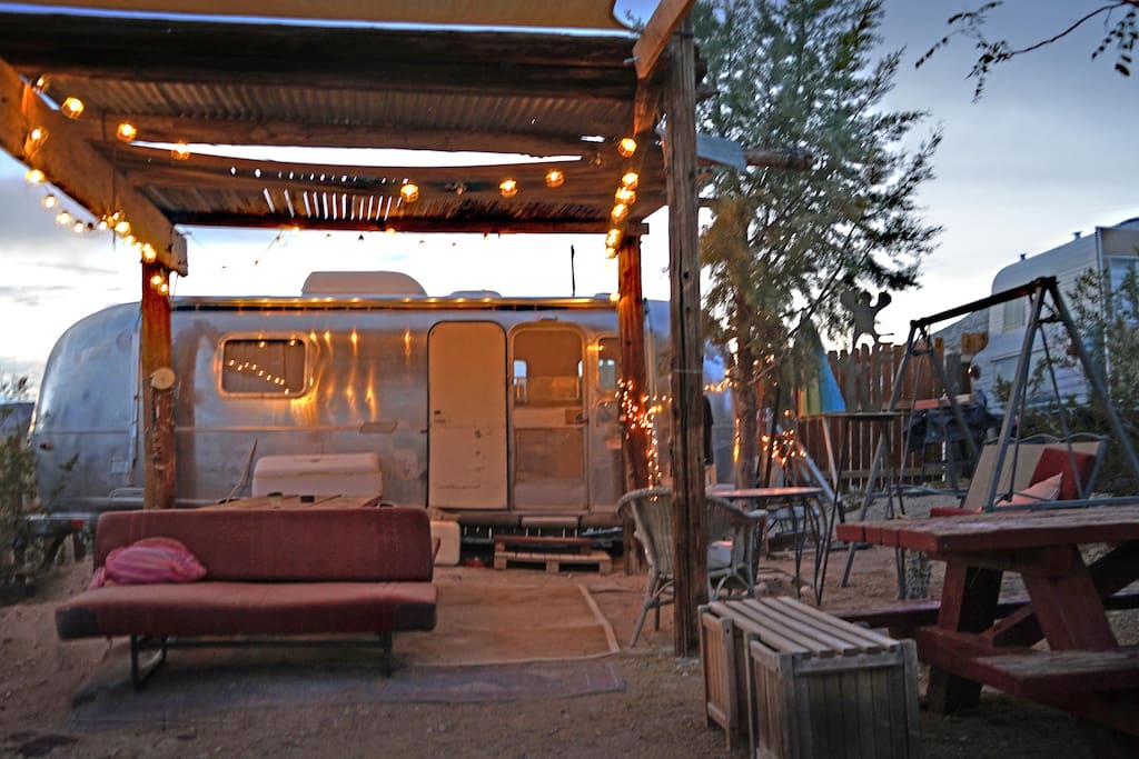 Airstream at dusk - great sunsets await.