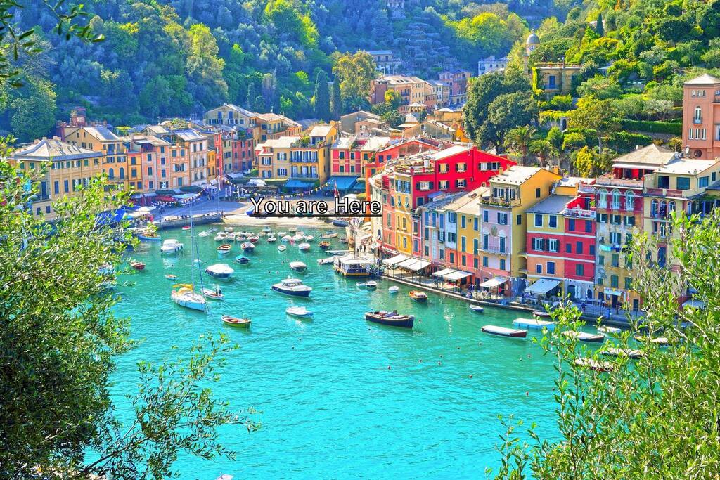 View of Portofino and its "Piazzetta" where the house il located.