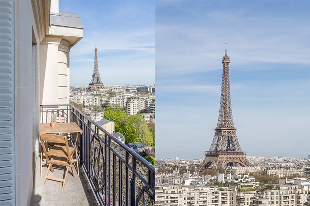 Balcony with amazing view on eiffel tower