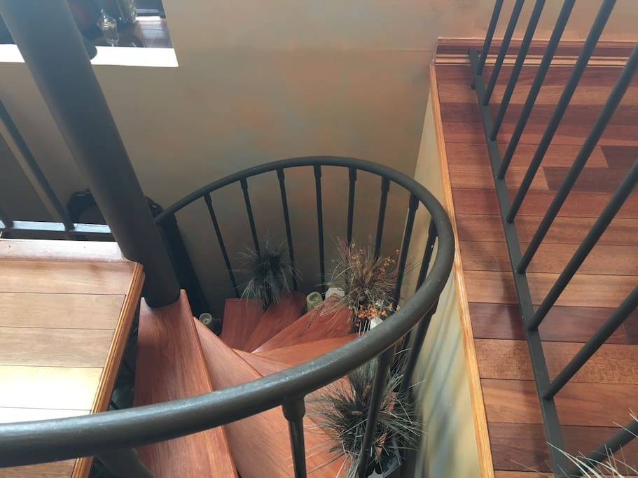 Spiral staircase which leads up to your Loft area
