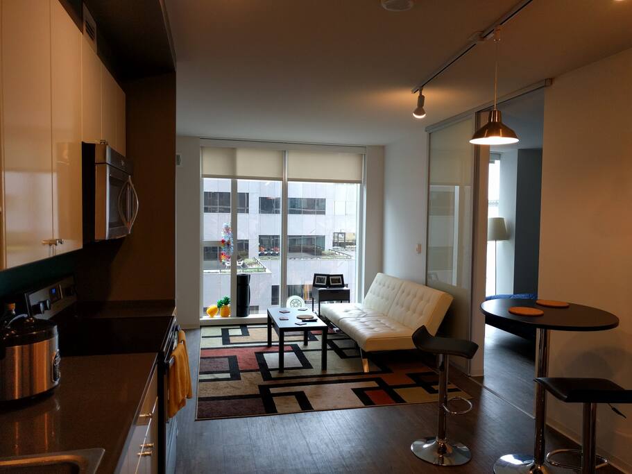 living room, bedroom to the right