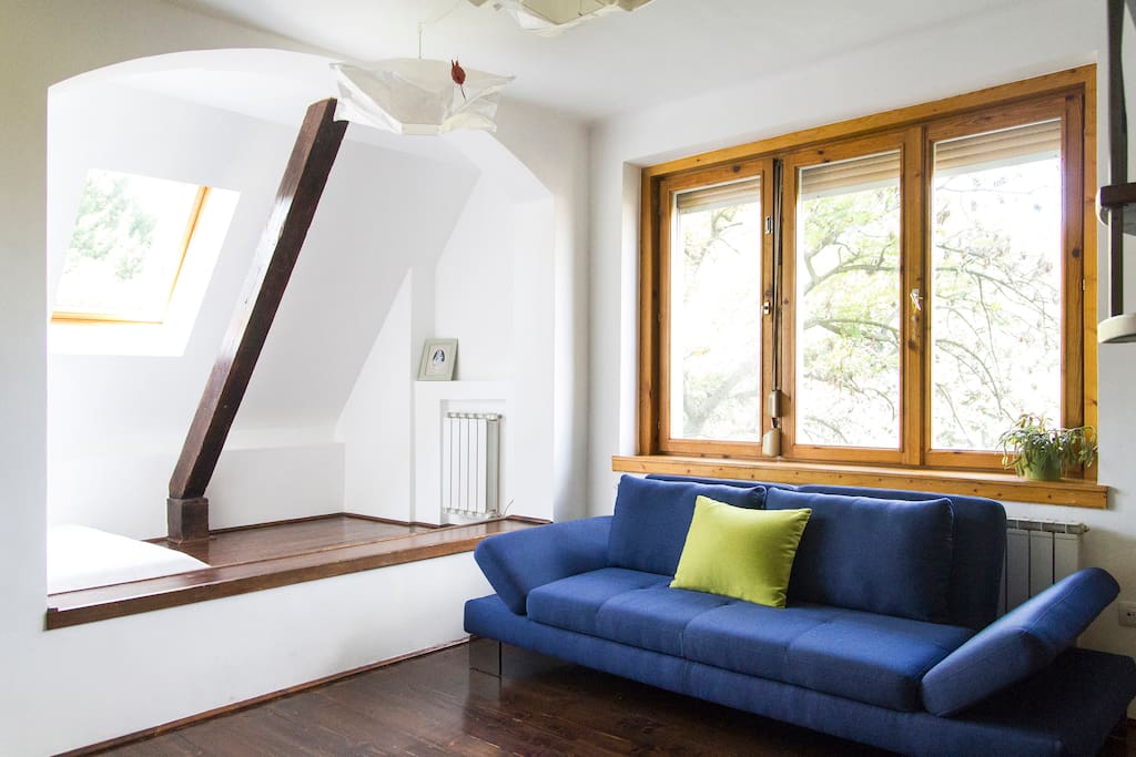 Lounge on the big sofa in the living area