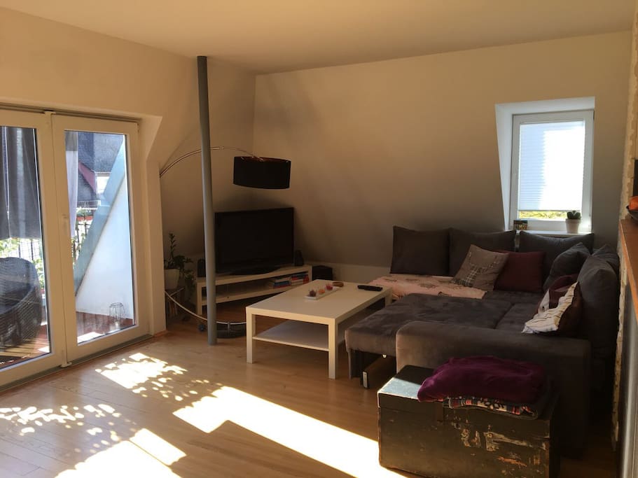 The living room with TV (Amazon Fire Stick)