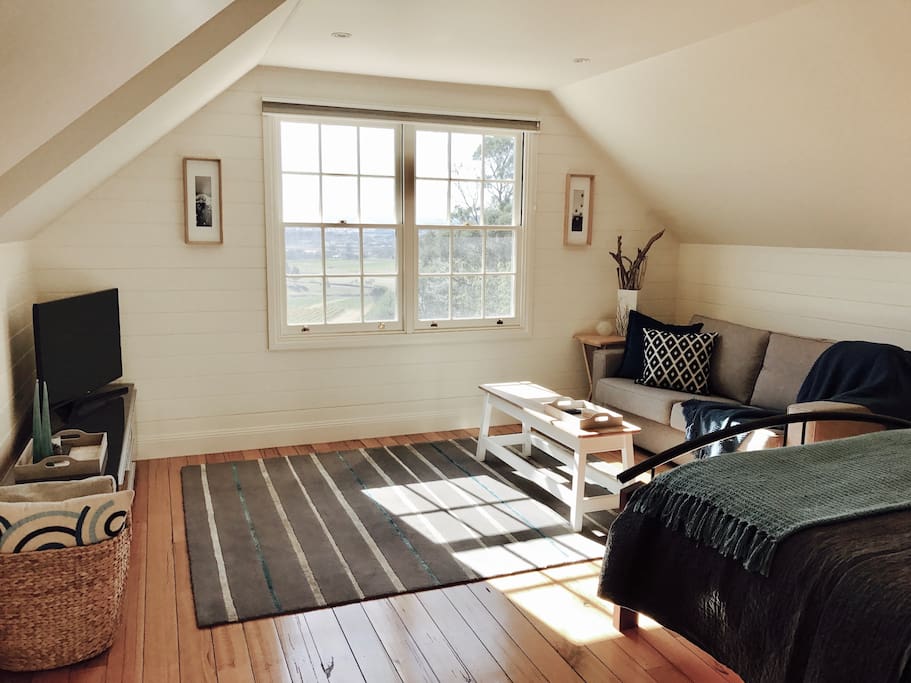 Relaxed sunlit lounge area