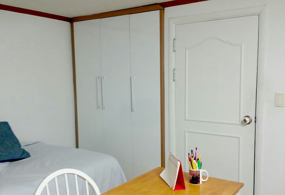 Wardrobe and restroom view