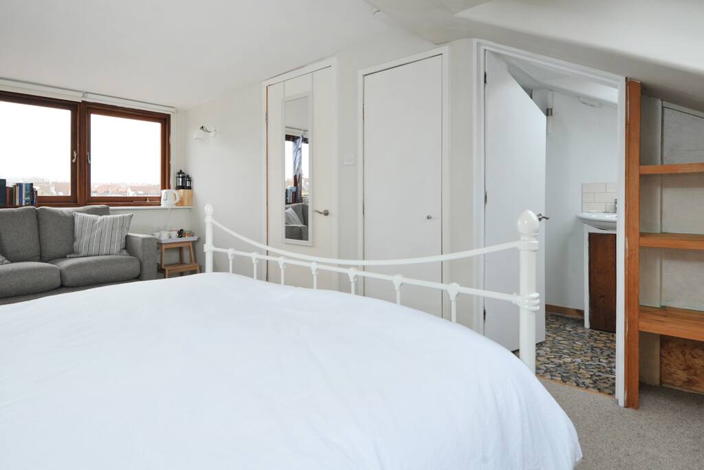 View from your bed- windows either side