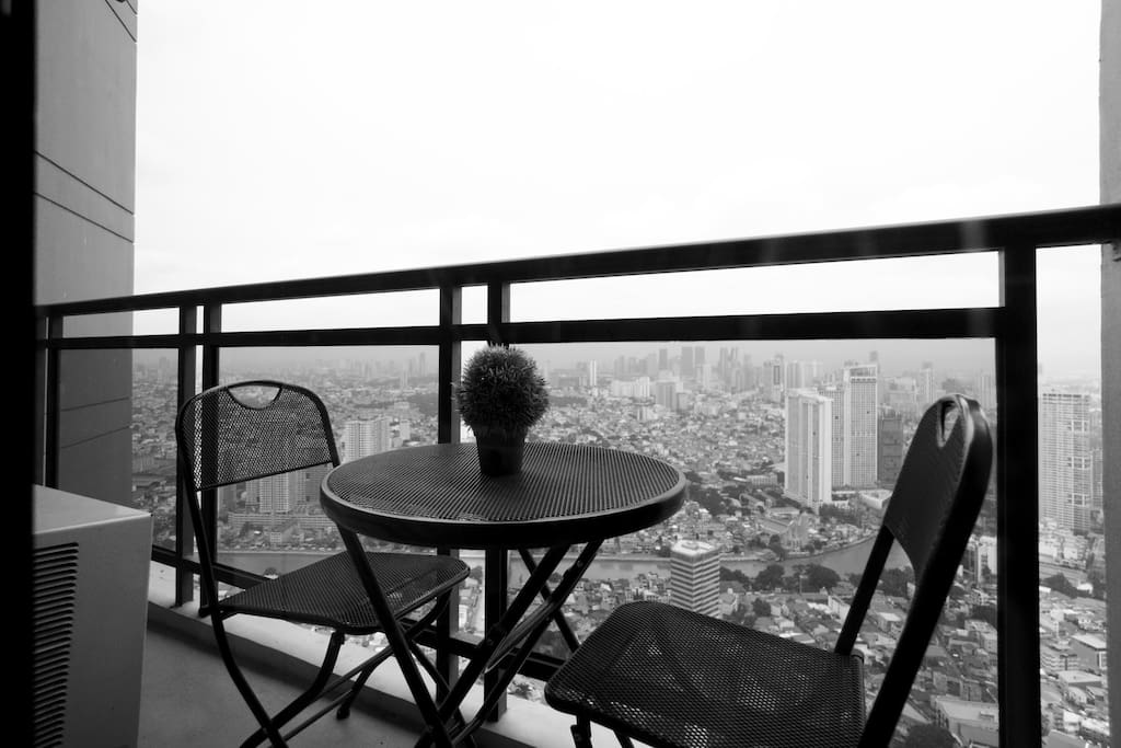 Table and chair for the balcony, so you can enjoy the view while sipping your coffee.
