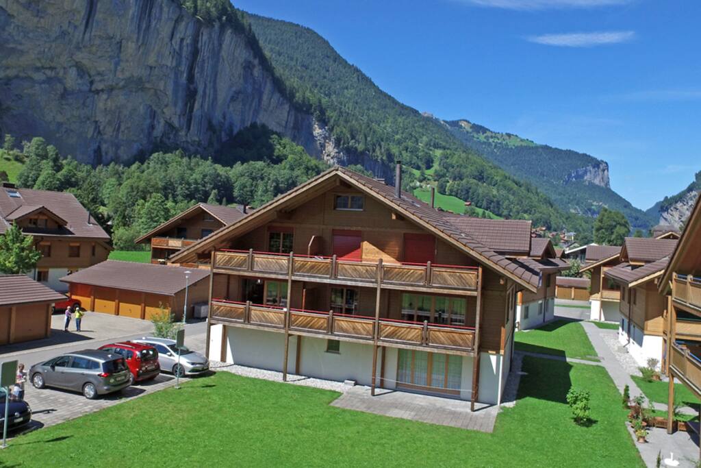 Aerial view of the chalet.
