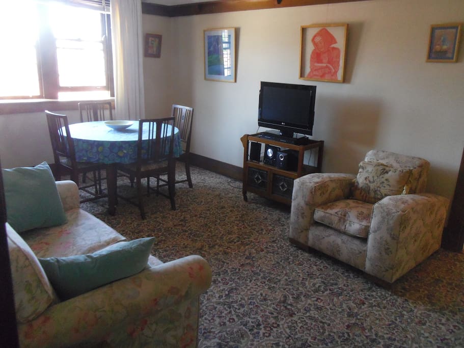 The dining and living room