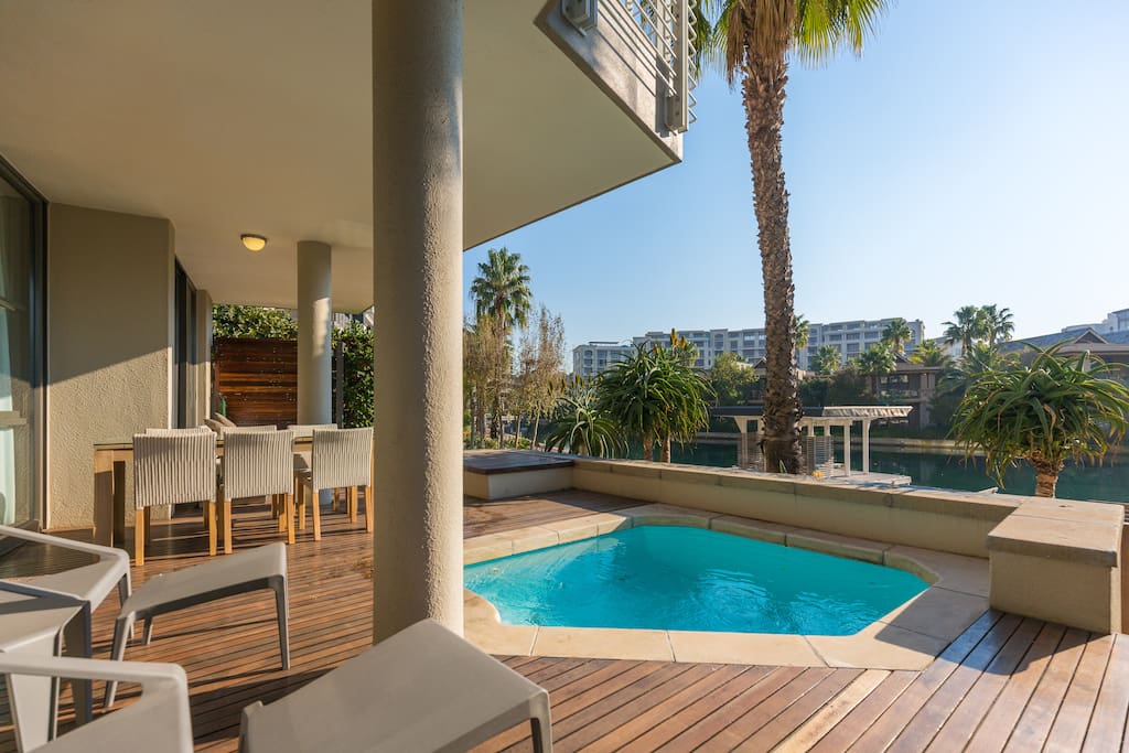 Deck with private plunge pool and direct access to Canal.