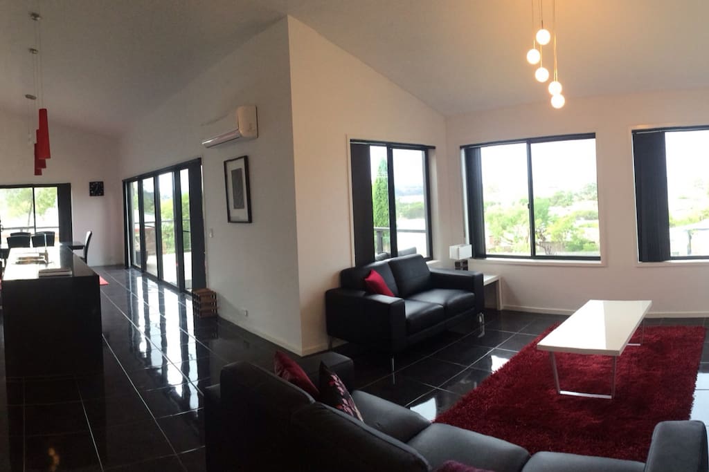 Open plan lounge, kitchen and dining all with sensational views
