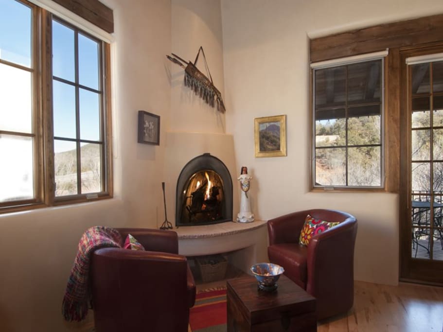 Traditional style Kiva fireplace in living room