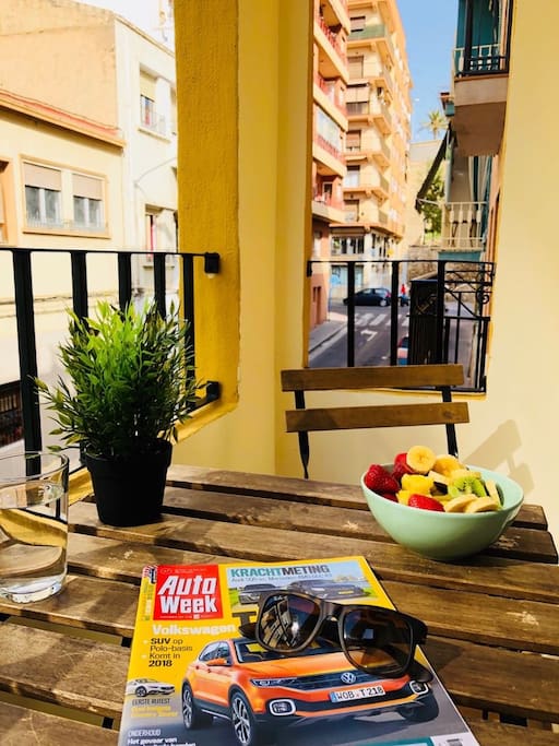 Out on this sunny balcony you can have your breakfast in the sun...