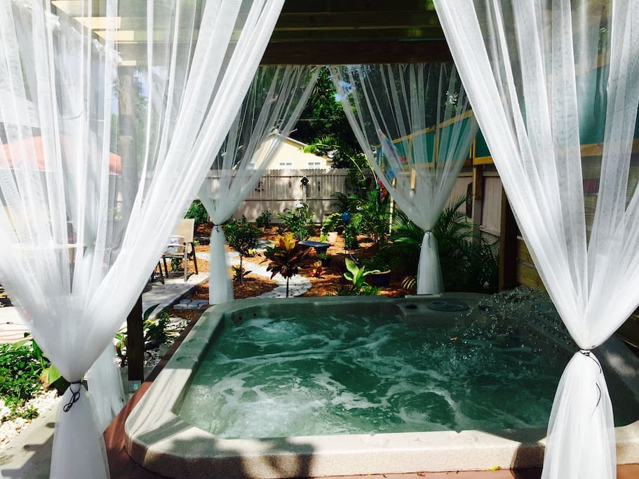 Beautiful landscaped garden yard to enjoy from the Hot Tub Oasis.