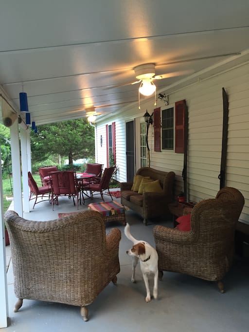 Patio-outside garage service door
