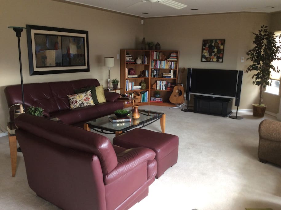 Relax, read a book or play guitar in the living area