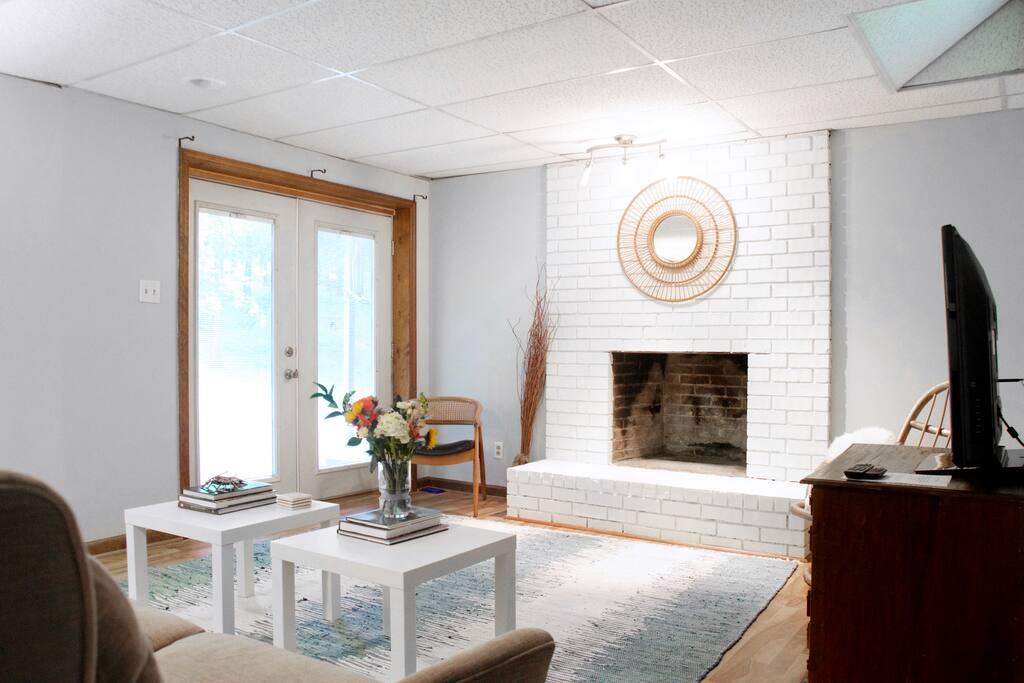 Double doors serve only the apartment and include built-in blinds for privacy.