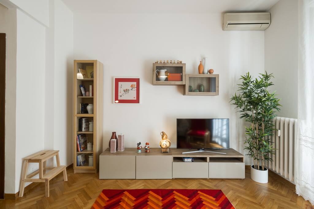 The Living room - The bookcase & the TV