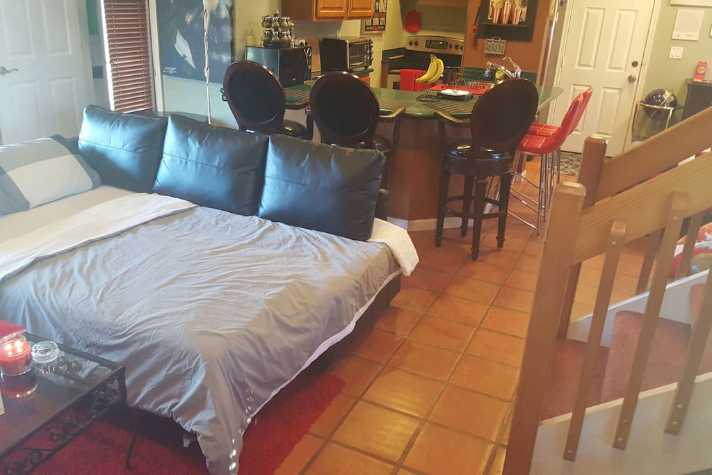 Couch turns into bed