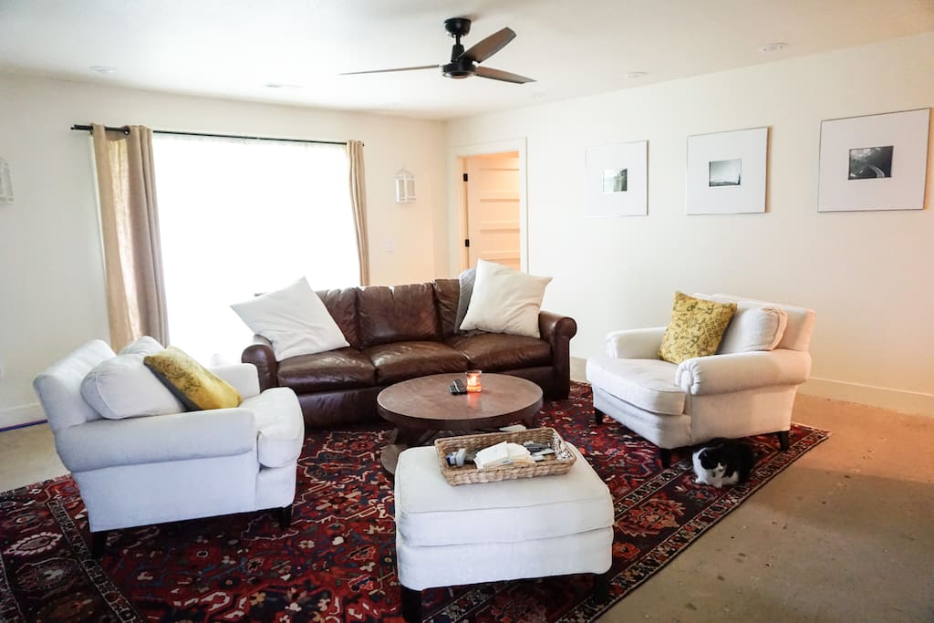 Living room consisting of open floor plan.