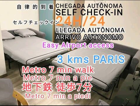 4 min walk to Metro, Paris 2 Stations