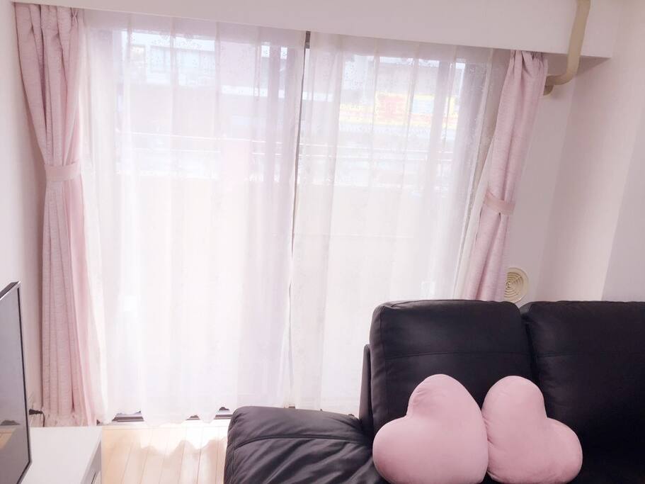 粉色的窗帘像公主一样,ピンクのカーテンお姫様見たい,The pink curtain is like a princess,