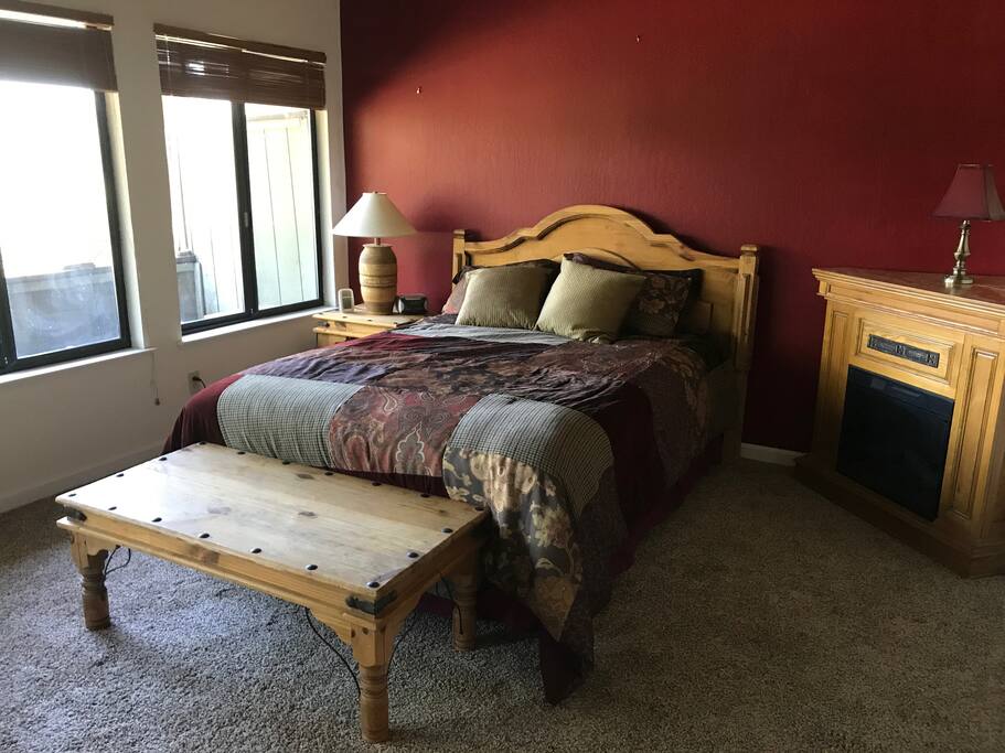 Master bedroom with private bath and balcony