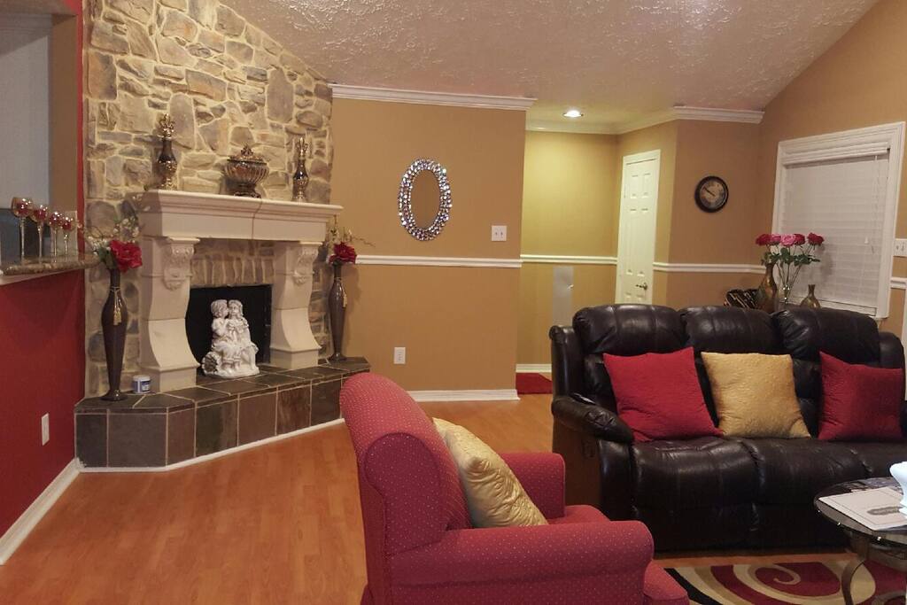 Beautiful stone fireplace