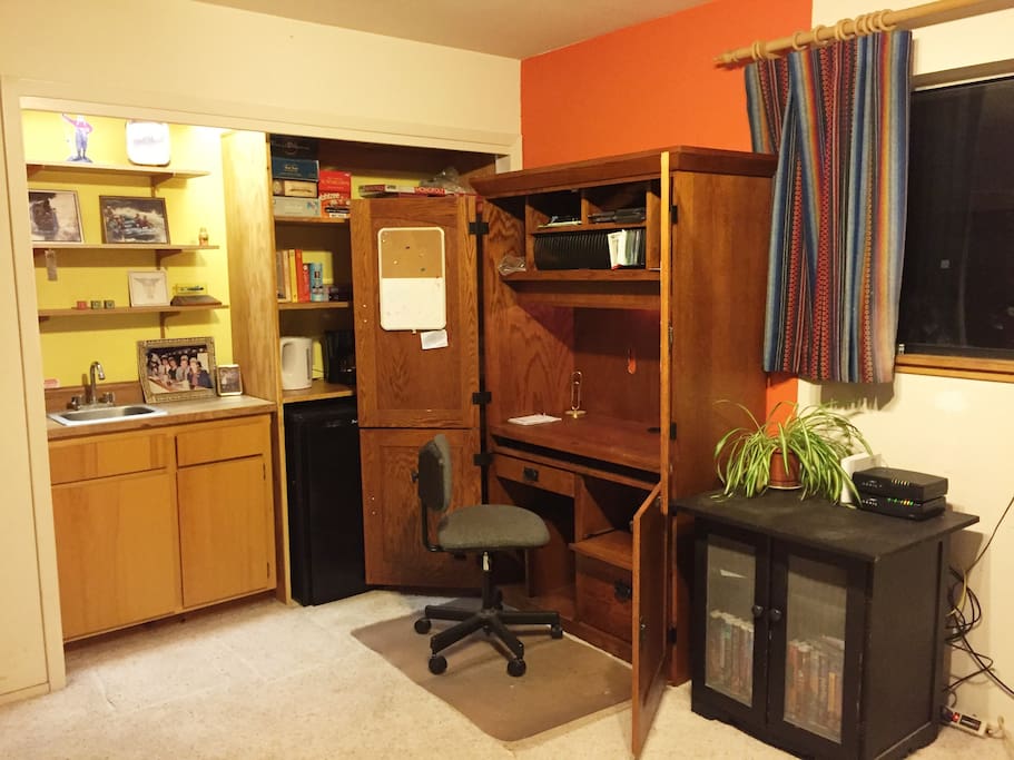 Armoire desk - if you HAVE to work. Free wifi.