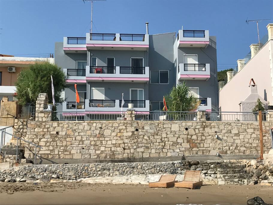 The sea side of the building. Apt10 is on the garden level with immediate access to the garden