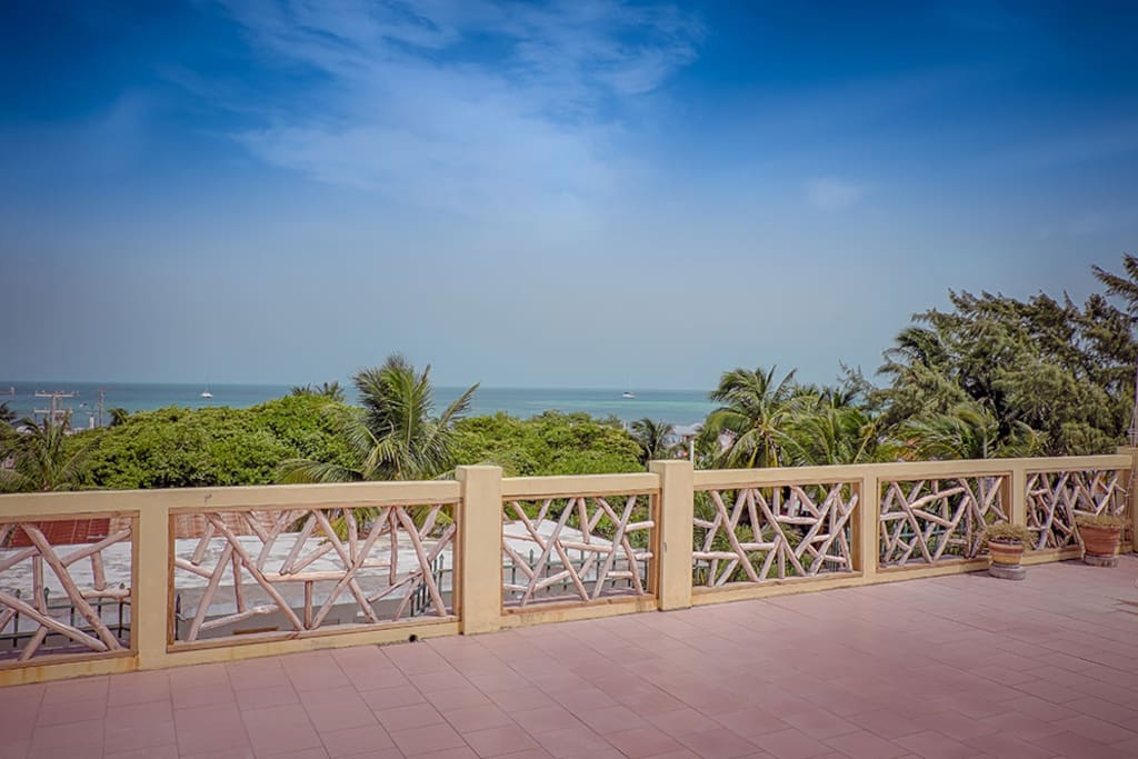 ocean view roof terrace where yoga lessons are held