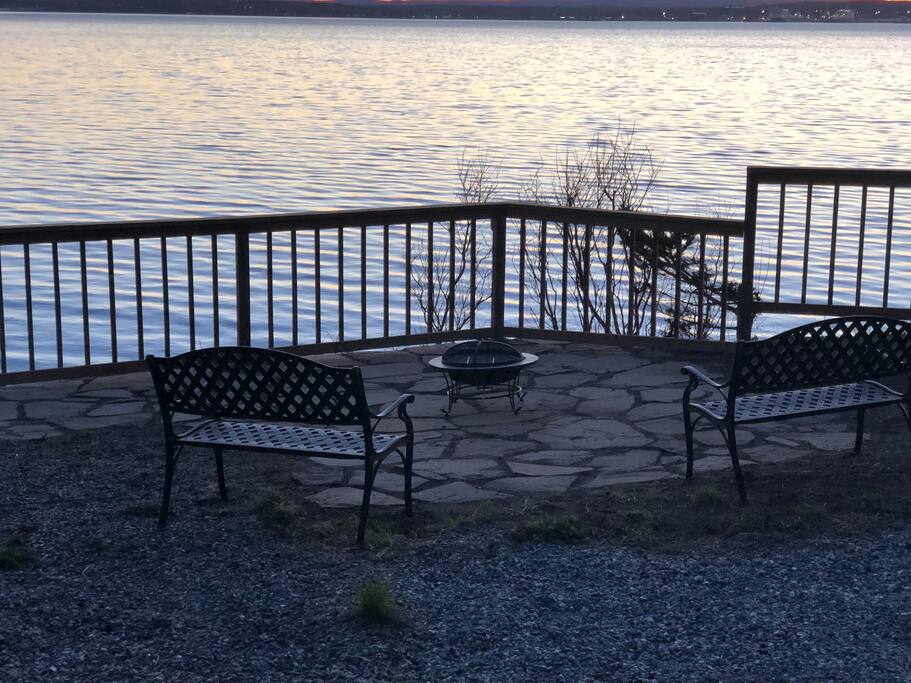 View from sitting area at end of path to the water
