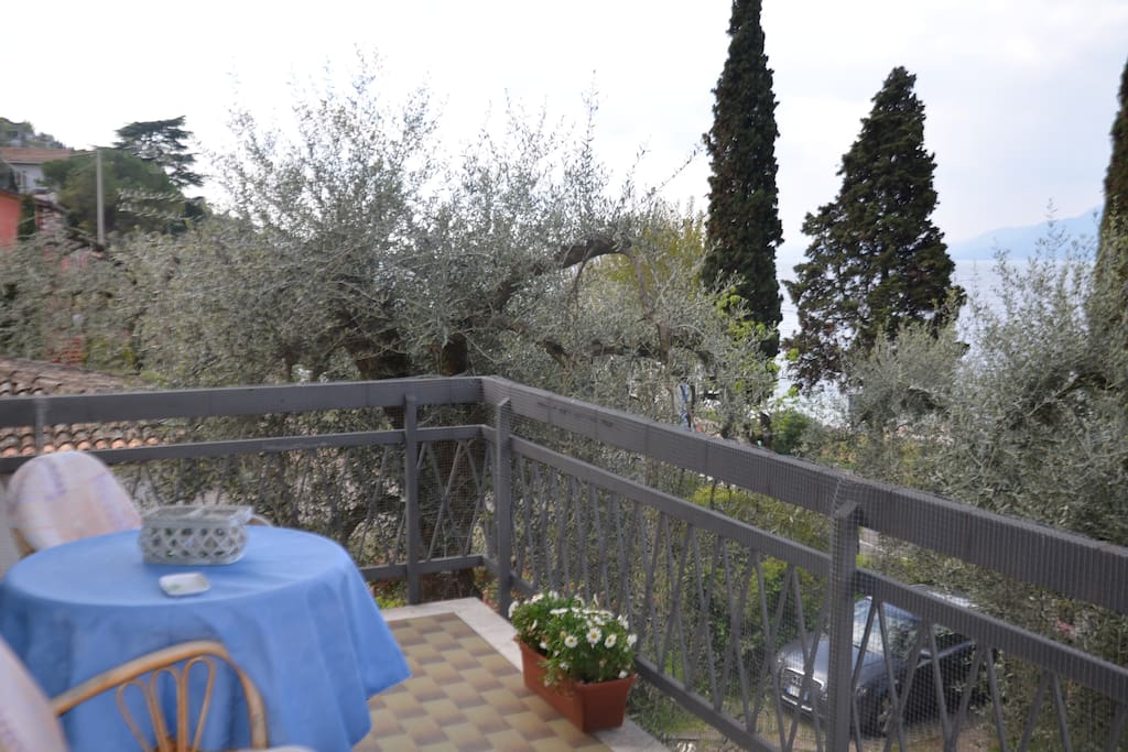 The balcony view. The terrace is large