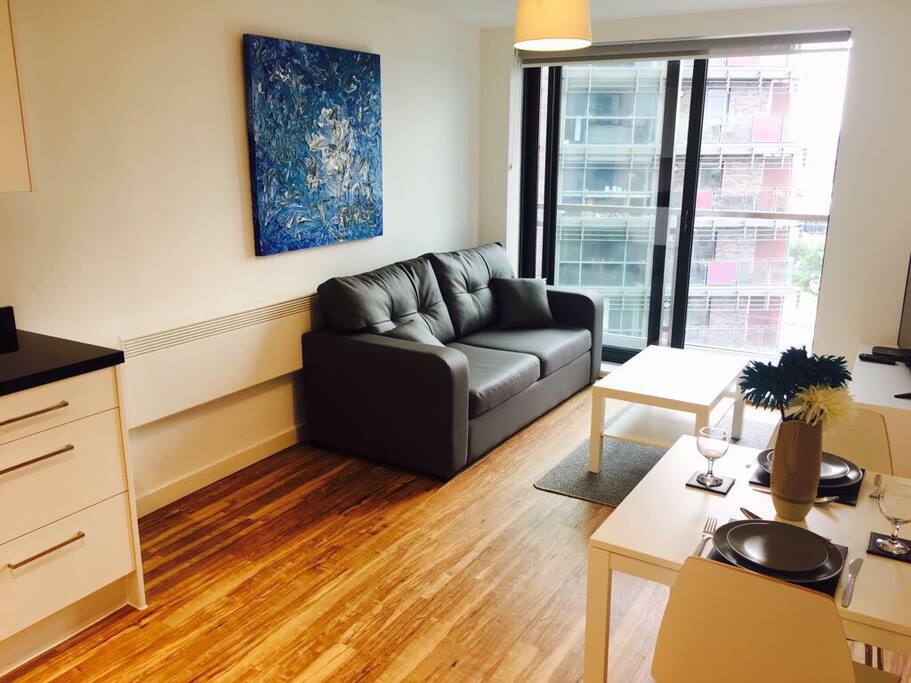 The living area is light and spacious