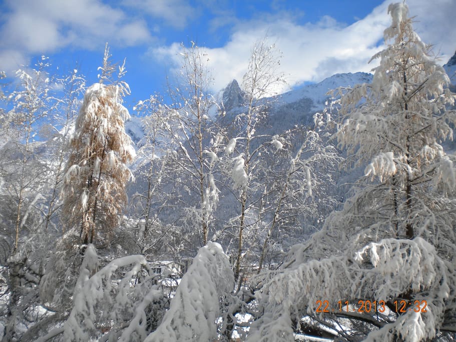 Vue du balcon en Hiver