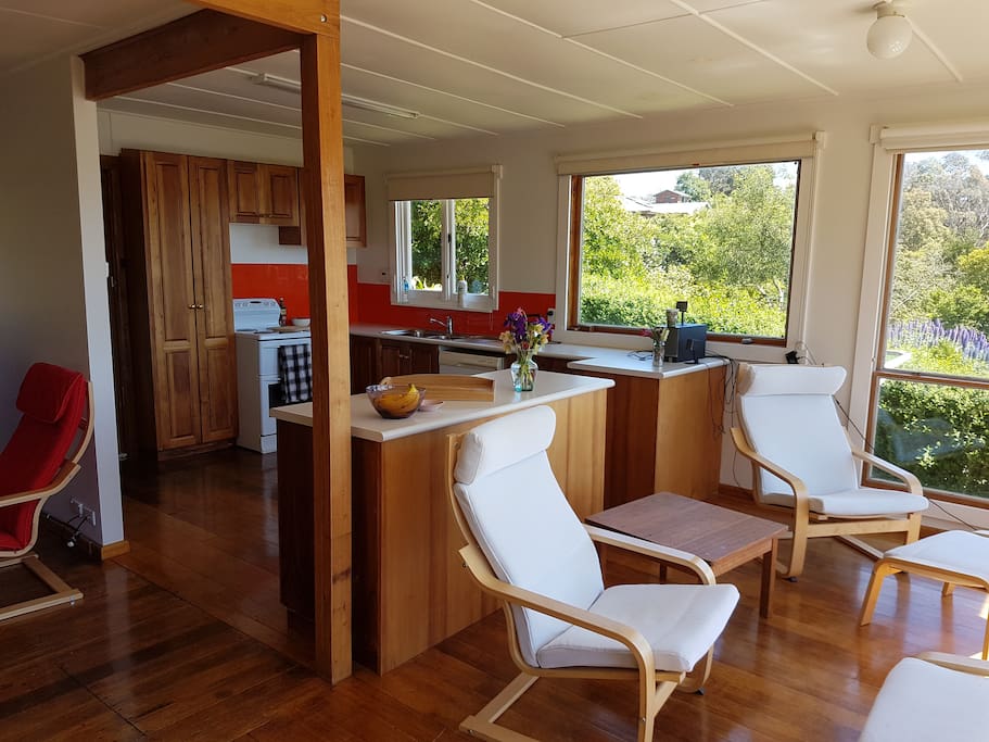 Open plan kitchen / living makes the most of the expansive views