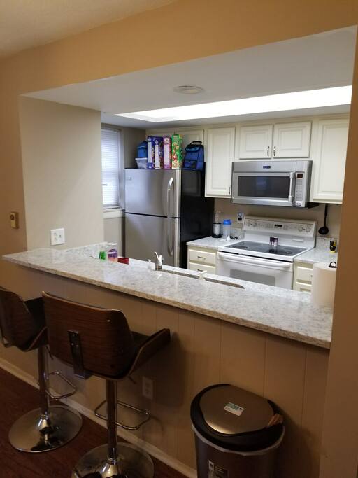 Bar overlooking the kitchen