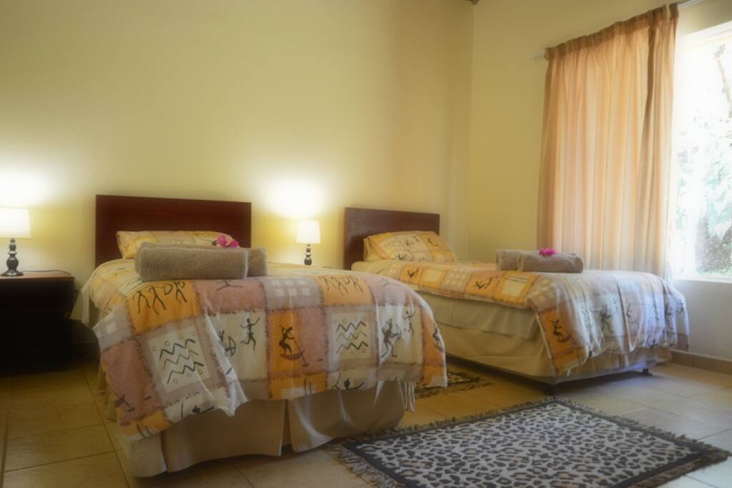 One of the bedrooms with twin beds