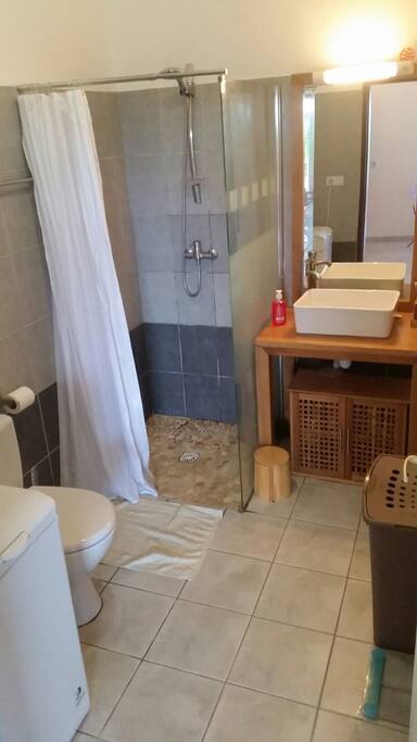 Salle de bain avec machine à laver