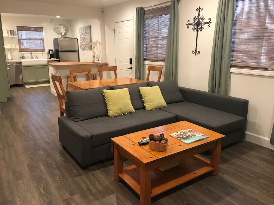 Living room with sleeper sofa.