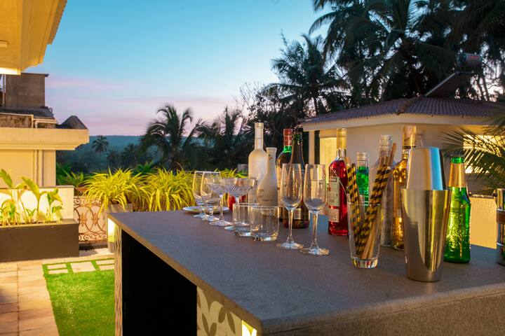 Bar set up on the terrace garden lounge.