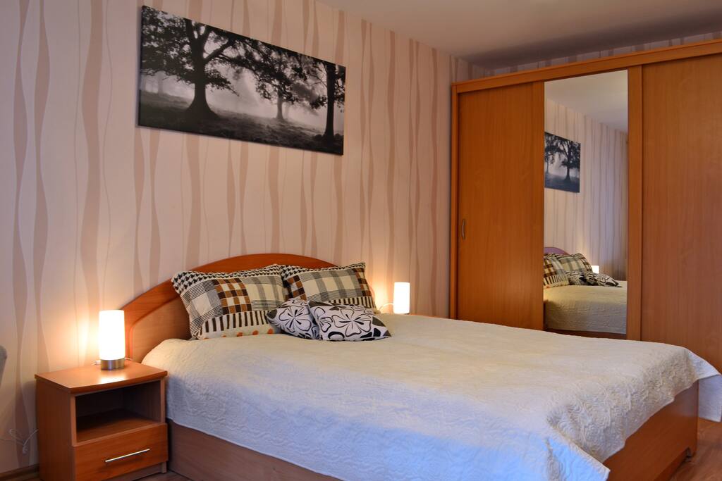 Master bedroom. Large wardrobe is very helpful for longer stay.