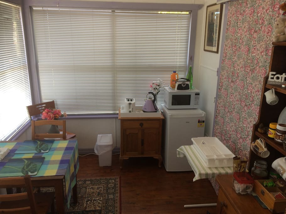 kitchenette overlooks city