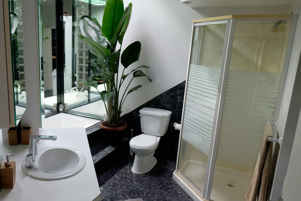 Bathroom with both a bath and shower