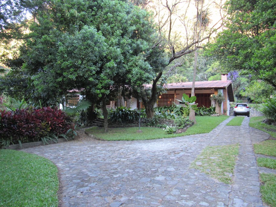 Entrance, garden access and parking