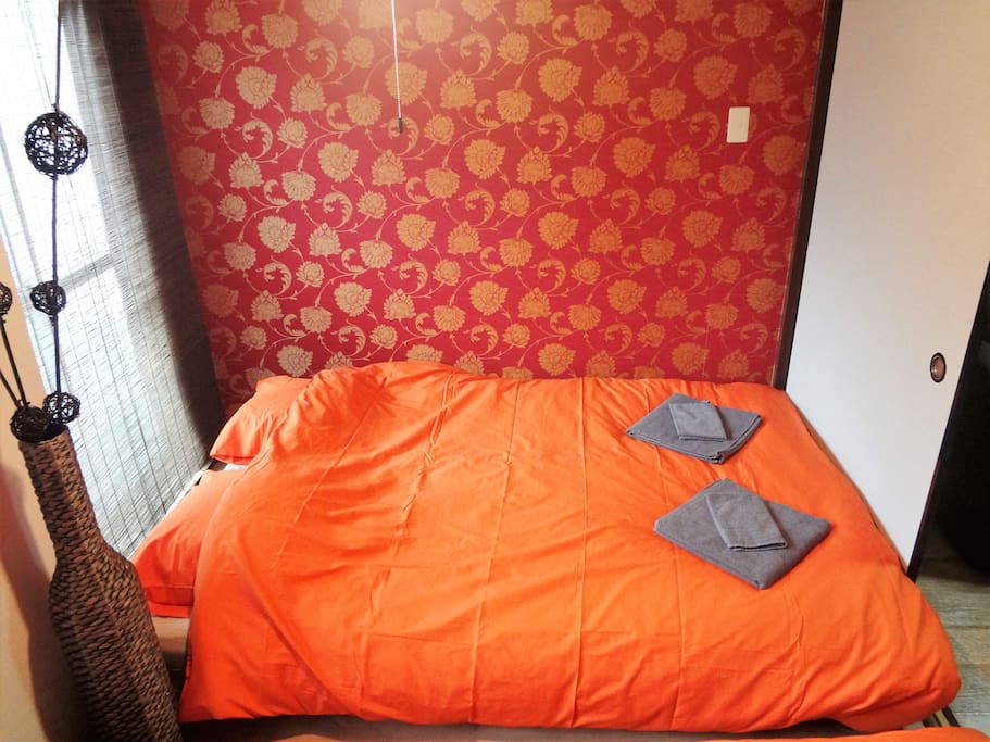 New Double bed with fresh towels