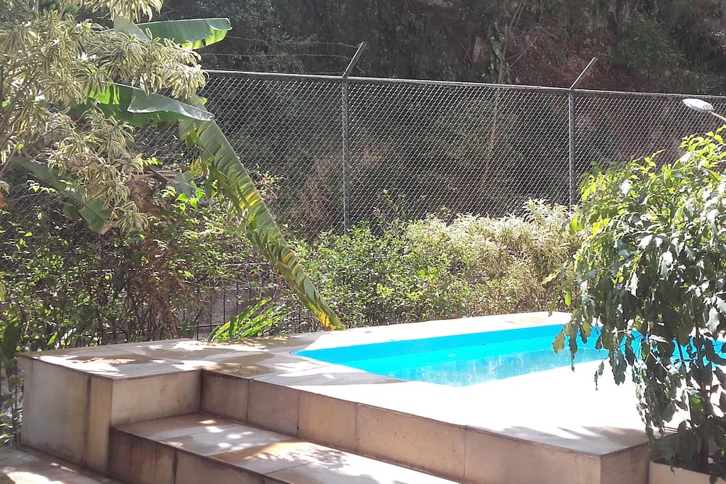 Building pool with shower, playground and space for parties
