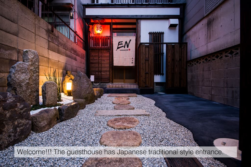 The guesthouse has Japanese traditional style entrance.