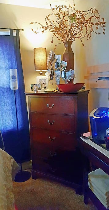 Can make space for guest things for those longer stays.
