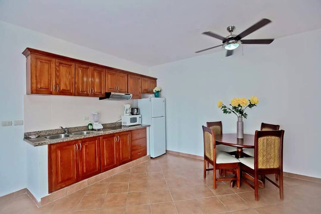 Living room and kitchen area.